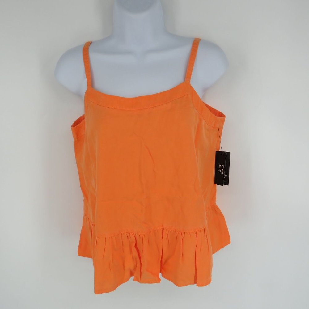 Crown & Ivy Womens Petite Small Flounce Tank Top Orange NWT $50.50